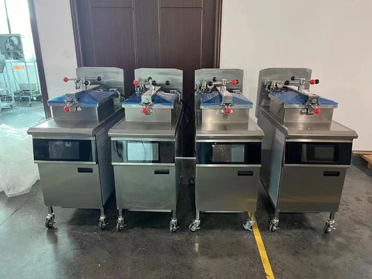 Painel de toque inteligente Friteira de pressão elétrica vertical de frango com filtragem