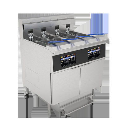 Painel inteligente de tela sensível ao toque profissional 4tanques 4 cestas 28KW 304SUS Chips Elétricos Friteira aberta