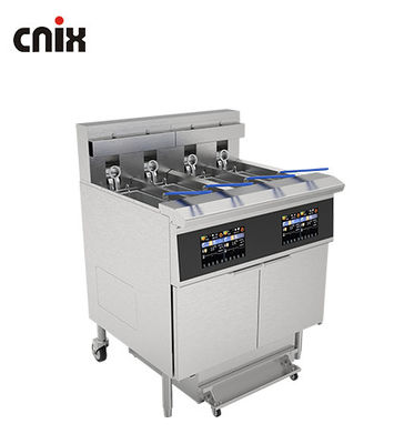 Painel inteligente de tela sensível ao toque profissional 4tanques 4 cestas 28KW 304SUS Chips Elétricos Friteira aberta