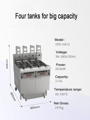 Elevador automático 4 panelas 4 cestas Painel de computador digital Fritadora elétrica aberta Equipamento de fritura comercial