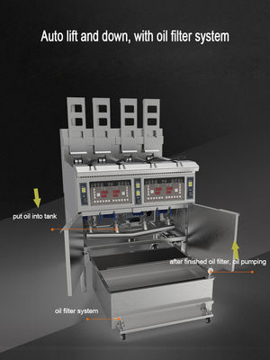 Elevador automático 4 panelas 4 cestas Painel de computador digital Fritadora elétrica aberta Equipamento de fritura comercial