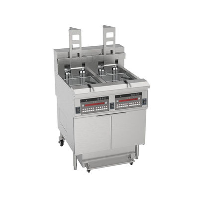 Automático de elevação eléctrica de duas panelas de 28KW Chips Friteira aberta com sistema de filtro de óleo