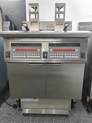 Automático de elevação eléctrica de duas panelas de 28KW Chips Friteira aberta com sistema de filtro de óleo