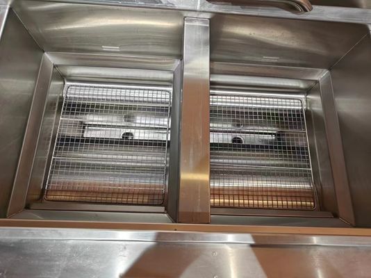 Dois Potes Quatro Cestas GAS Aberto Deep Commercial Deep Chip Elétrico e Gás Deep Fryer