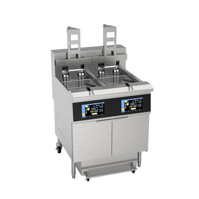 Painel inteligente com tela sensível ao toque Filtração de elevador automático Dois potes Quatro cestas 304SUS Electric Gas Open Chips Fryer