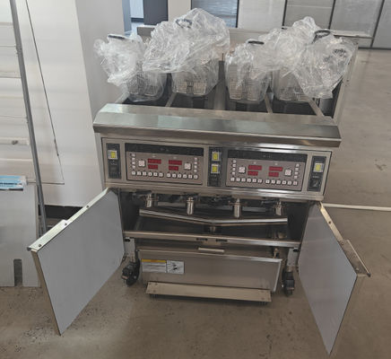 Painel de Computador Digital Profissional 4 Tanque 4 Cestas 28KW 304SUS Chips Elétricos Friteira Aberta