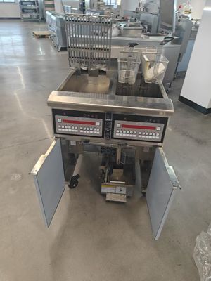 380V 28kw Dual Tanks Quatro Cestas Digital Painel Elétrico & Gas Chips Open Fryer Machine 15L*2