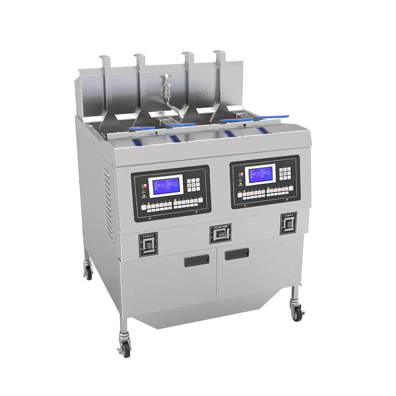 Auto Lift&Down Dois Potes Quatro Cestas Com Filtração de Óleo Chips de aquecimento Elétrico Abrir Friteira Profunda